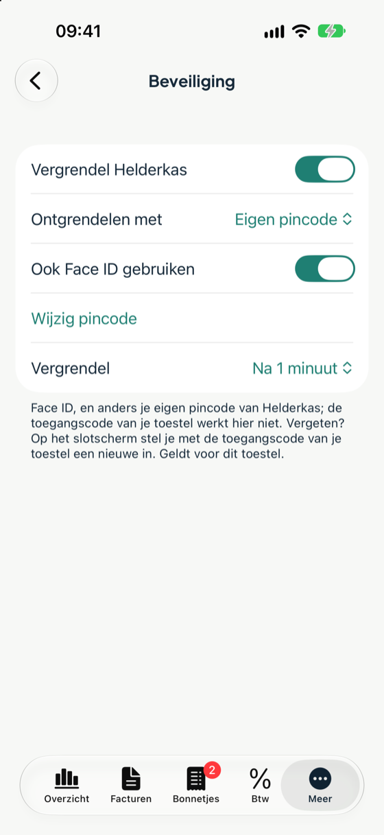 De instellingen voor beveiliging