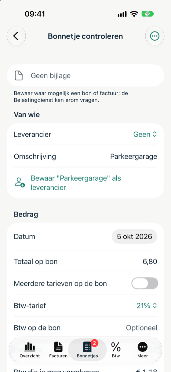 Een bonnetje controleren
