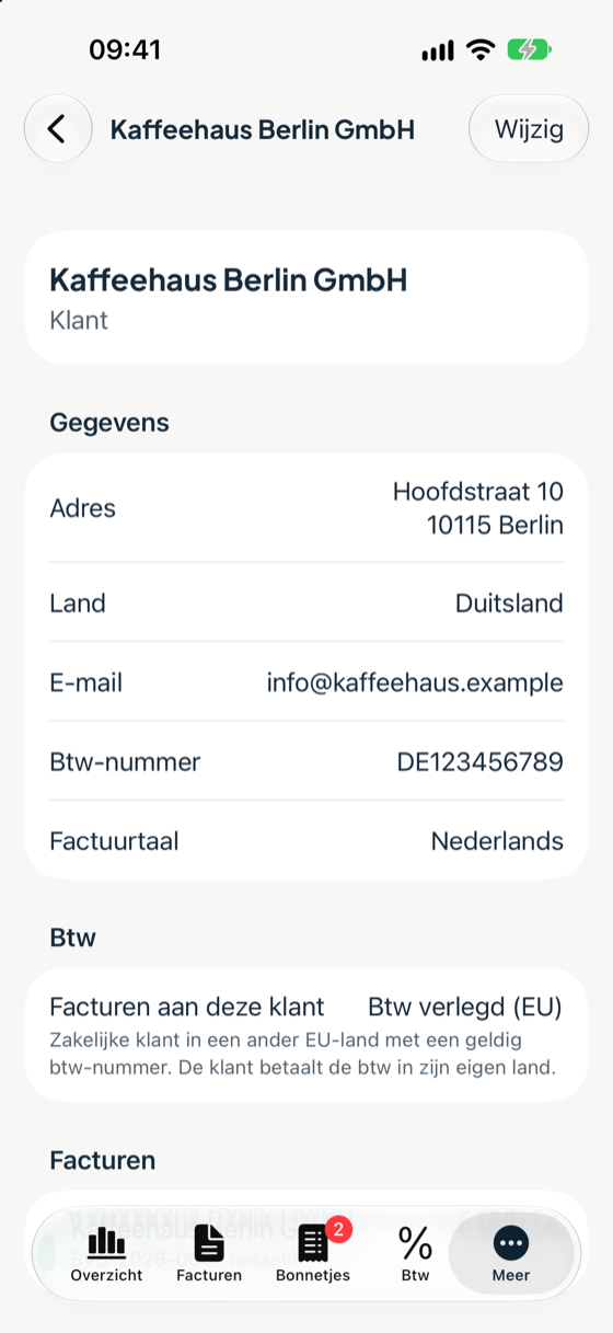 Een Duitse klant met btw verlegd