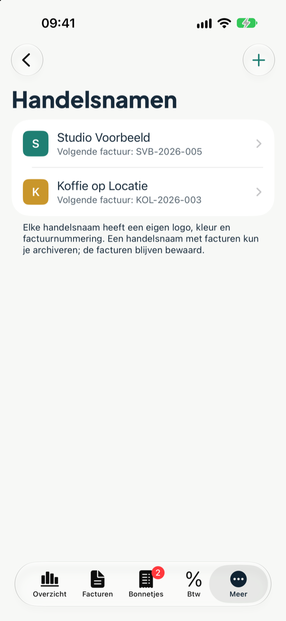 De lijst met handelsnamen